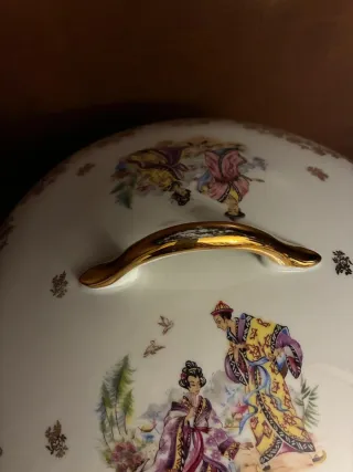 Vajilla Limoges Porcelana Blanca y Dorada
