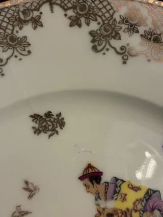 Vajilla Limoges Porcelana Blanca y Dorada