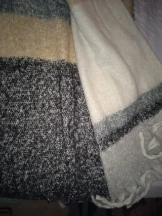 Bufanda Grande Beige y Gris