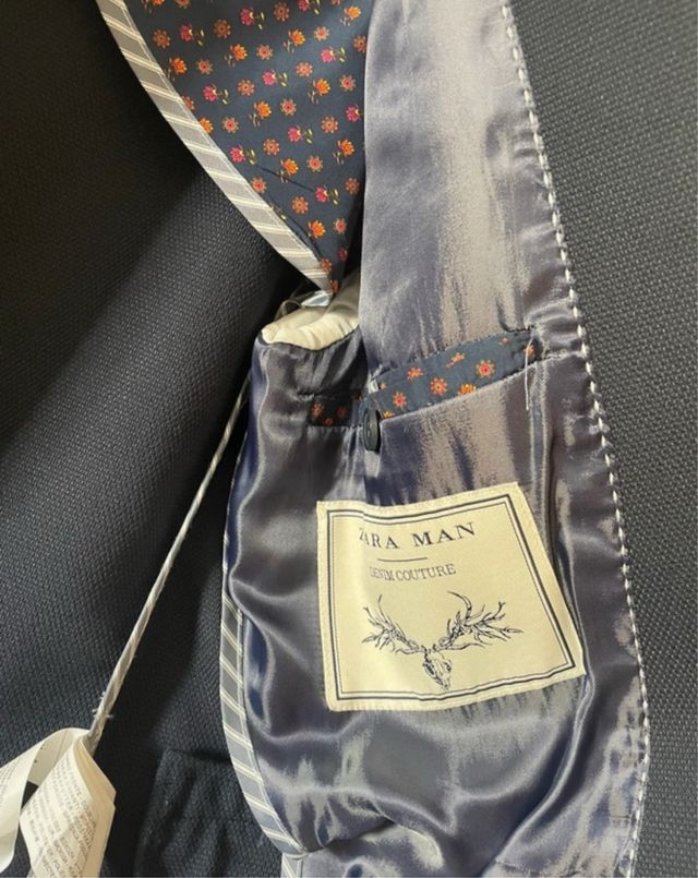 Chaqueta Americana Zara Azul