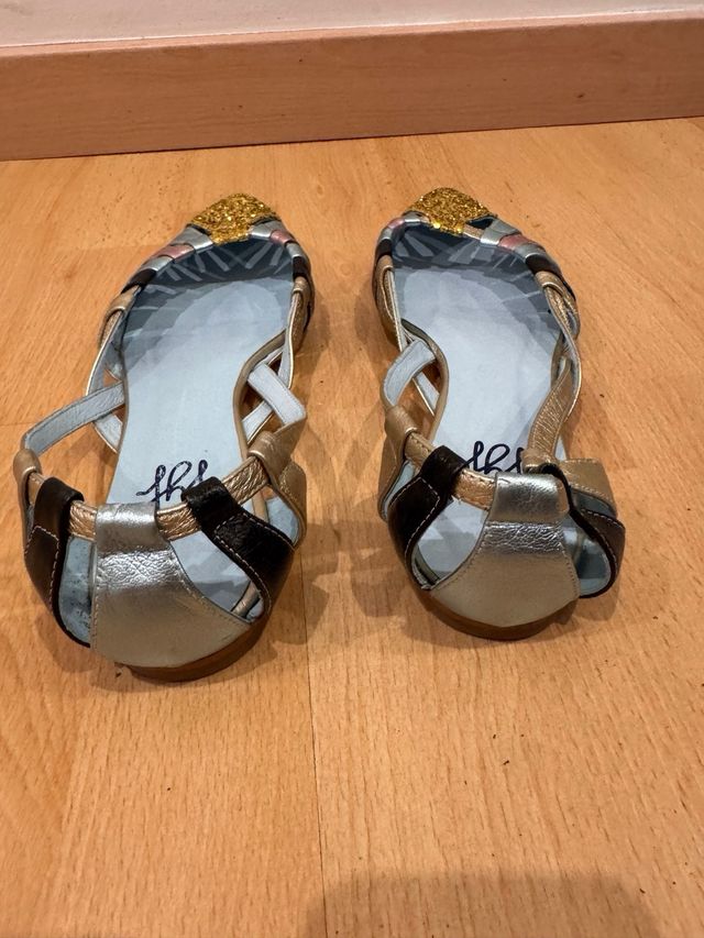 Bailarinas doradas y plateadas con glitter