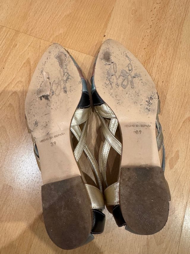 Bailarinas doradas y plateadas con glitter