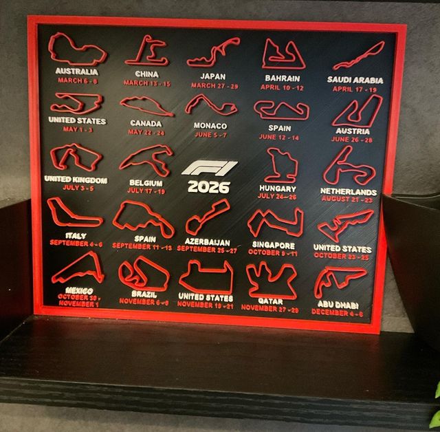 Calendario F1 2026 Circuitos 3D + REGALO