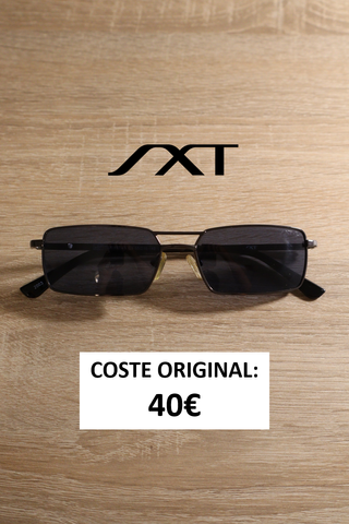 Gafas de sol metálicas lentes azul rectangular