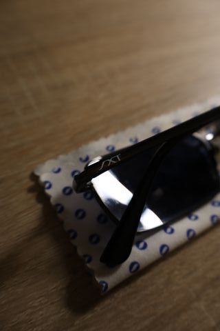 Gafas de sol metálicas lentes azul rectangular