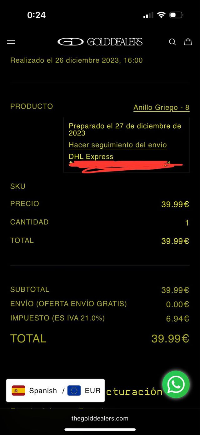 Anillo Griego chapado en oro 18k