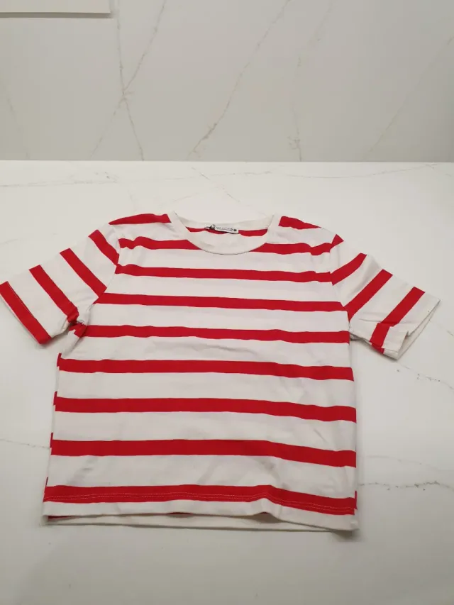 Camiseta Zara Rayas Rojas Talla S