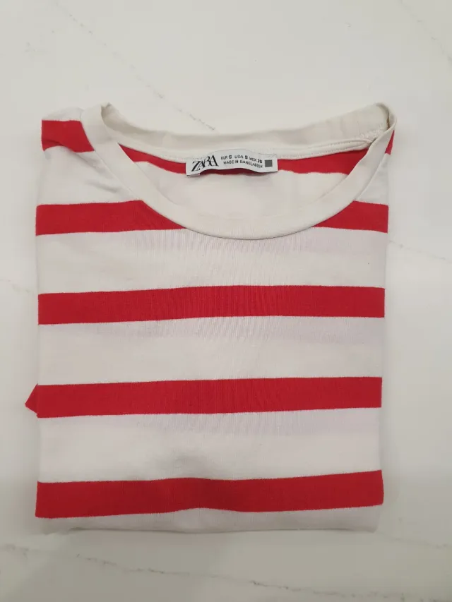 Camiseta Zara Rayas Rojas Talla S