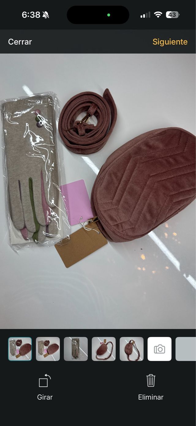 Set elegante: Guantes y bolso rosa viejo