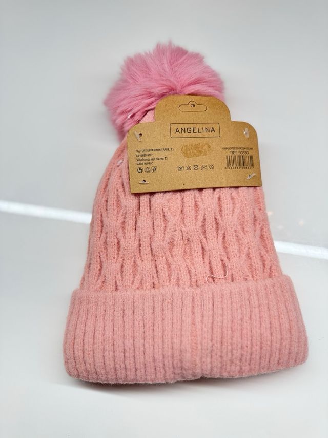 Set Invierno Gorro y Guantes Angelina Rosado