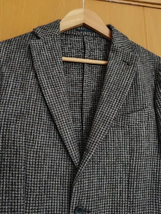 Americana cuadros gris y negro