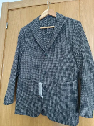 Americana cuadros gris y negro