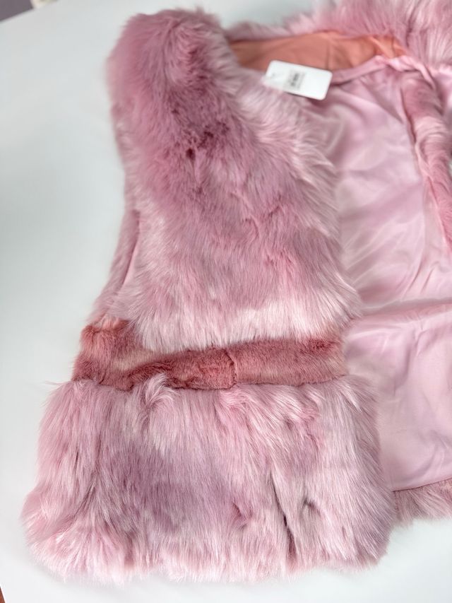 Chaleco y cartera peluche rosa