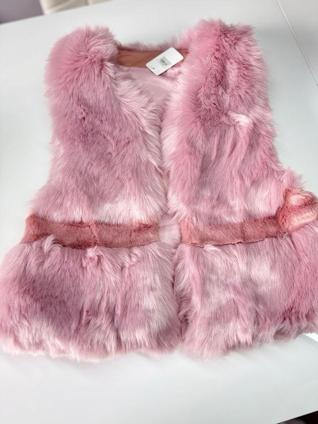 Chaleco y cartera peluche rosa