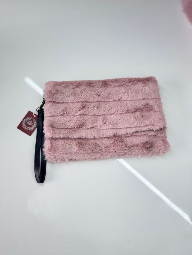 Chaleco y cartera peluche rosa