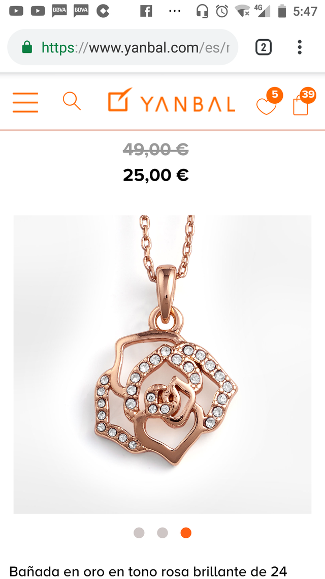 Conjunto Collar y Pendientes Oro Rosa 24k