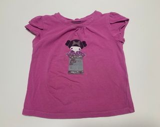 Camiseta rosa Vertbaudet muñeca japonesa