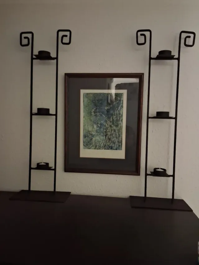 Juego de 2 Portavelas Metálicos Negros