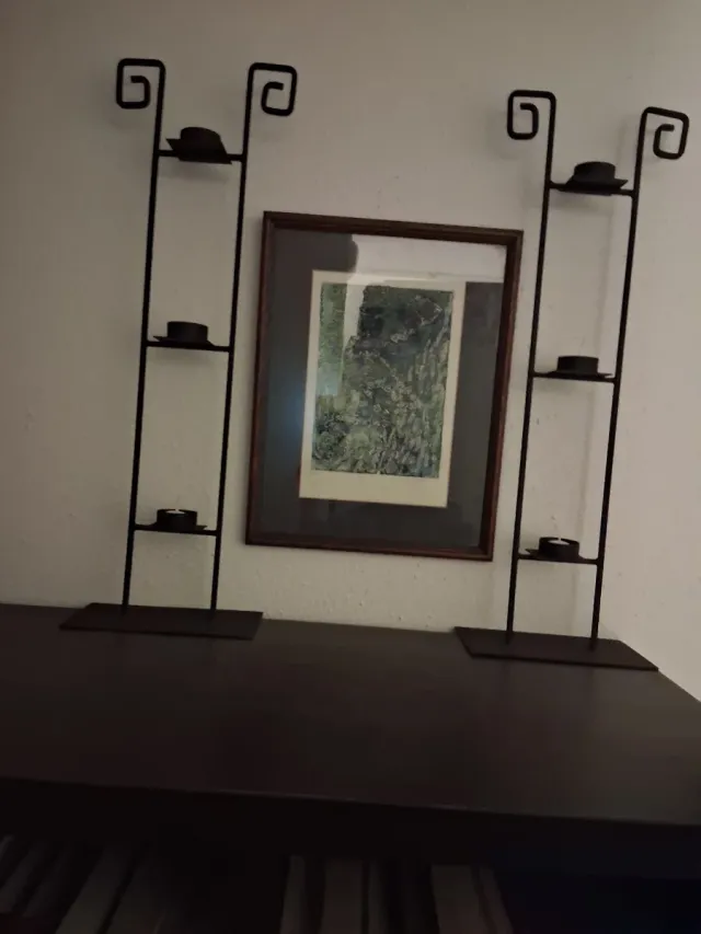 Juego de 2 Portavelas Metálicos Negros