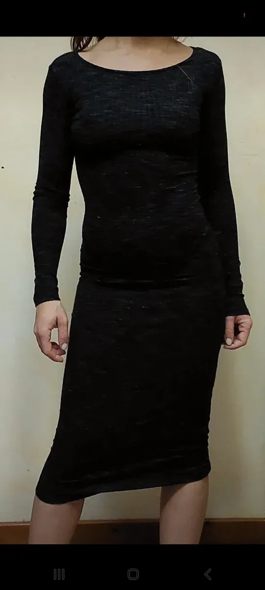 Vestido largo ajustado gris oscuro