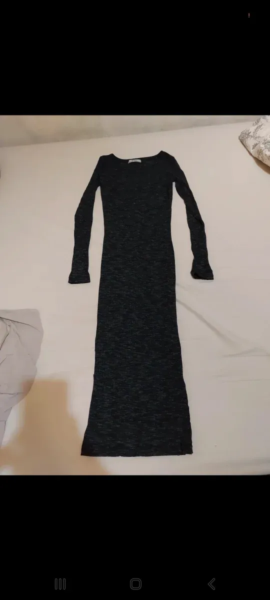 Vestido largo ajustado gris oscuro