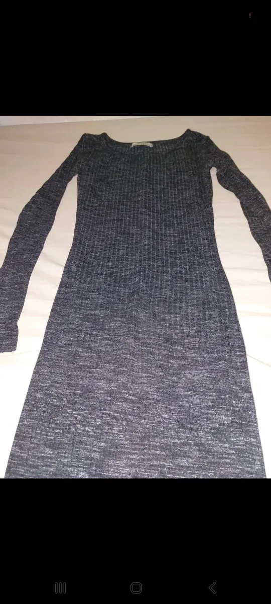 Vestido largo ajustado gris oscuro