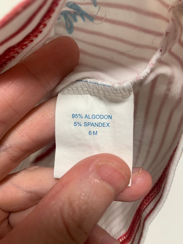 Camiseta bebé niña rayas rojas y blancas