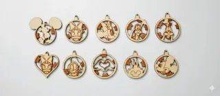 Bolas  Navidad Disney Madera