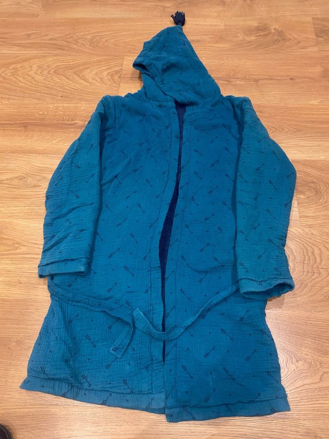 Albornoz niño azul algodón 6-8 años. Vertbaudet.