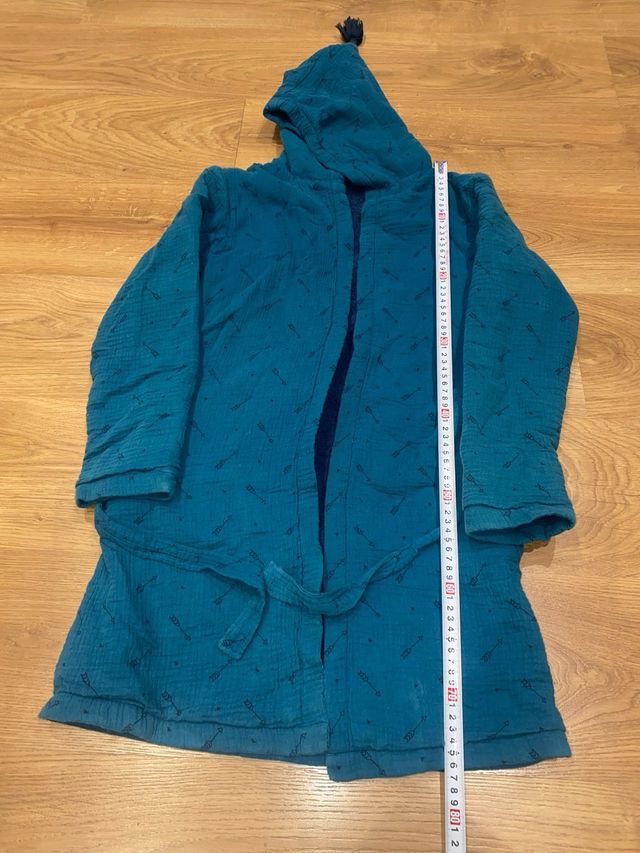 Albornoz niño azul algodón 6-8 años. Vertbaudet.