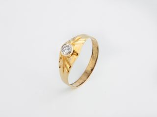 sello oro 18k con piedra con circonita