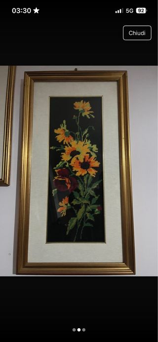 Quadri con fiori ricamati