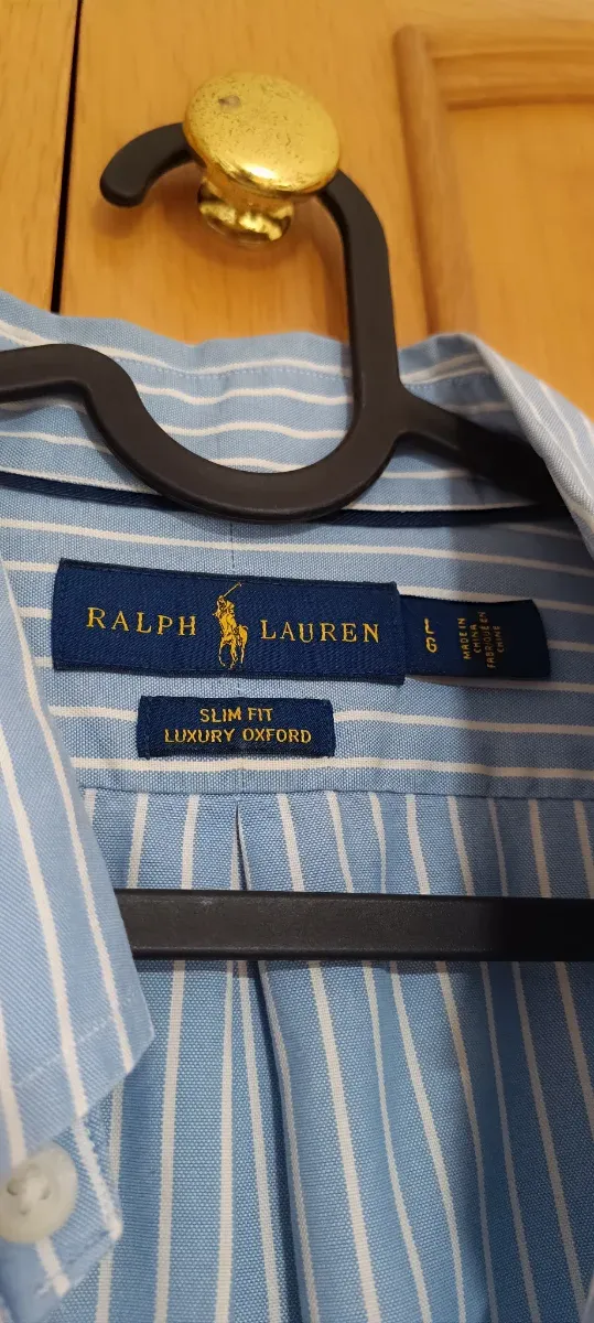 Camisa Ralph Lauren Slim Fit L Azul/Blanco
