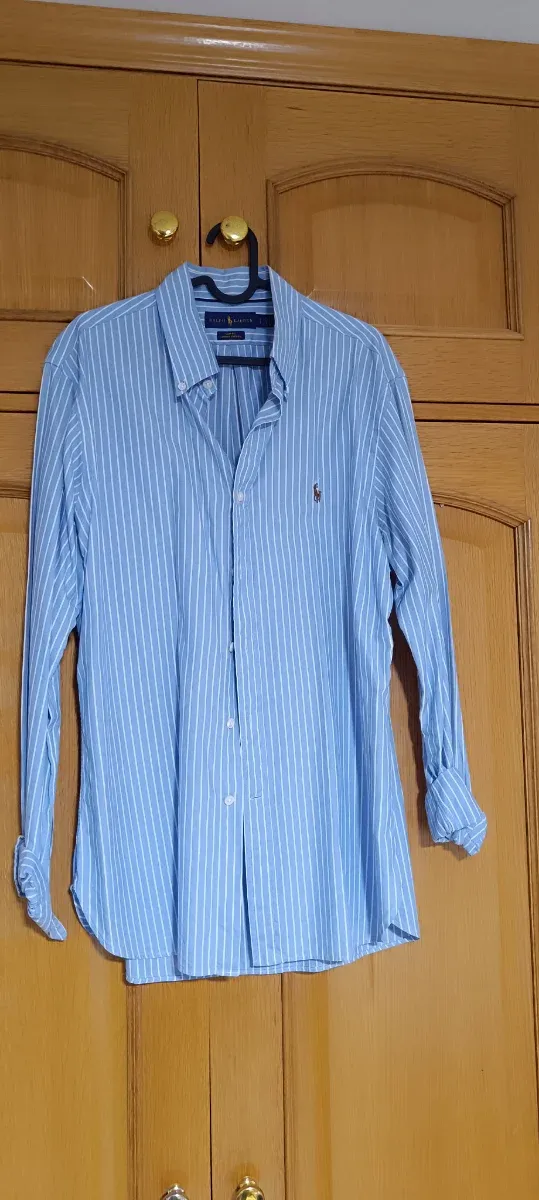 Camisa Ralph Lauren Slim Fit L Azul/Blanco