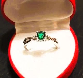 Anello Argento 925 Solitario Smeraldino