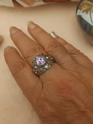 Anillo Plata Morado con Circonitas
