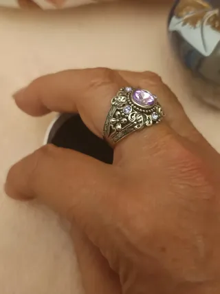 Anillo Plata Morado con Circonitas