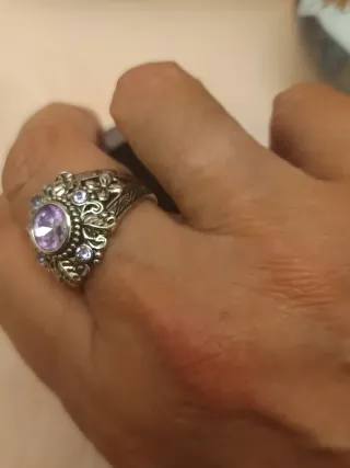 Anillo Plata Morado con Circonitas