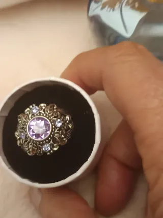 Anillo Plata Morado con Circonitas
