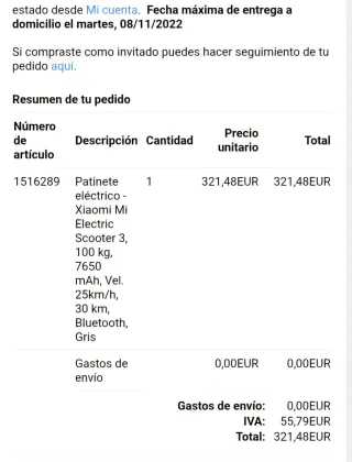 Patinete Eléctrico Xiaomi