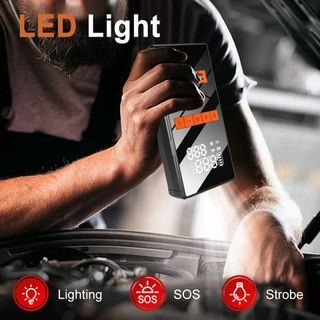 Arrancador Baterias EAFC2 + Compressor aire 1200A 12V 20.000mah, Arrancador de batería de coche 4 en 1, bomba de aire, iluminación del Banco de energía, compresor de aire portátil, arrancadores de...