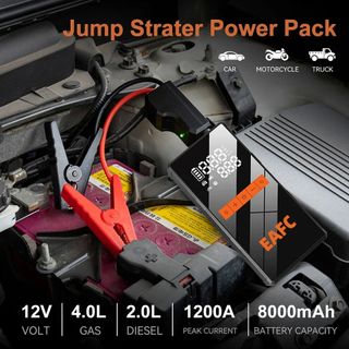 Arrancador Baterias EAFC2 + Compressor aire 1200A 12V 20.000mah, Arrancador de batería de coche 4 en 1, bomba de aire, iluminación del Banco de energía, compresor de aire portátil, arrancadores de...