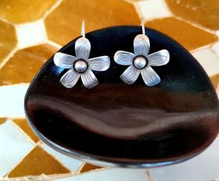 Pendientes flor de plata