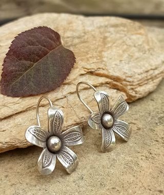Pendientes flor de plata