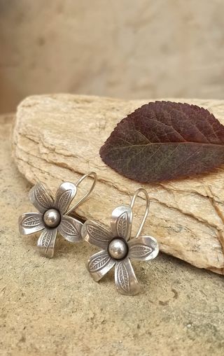 Pendientes flor de plata