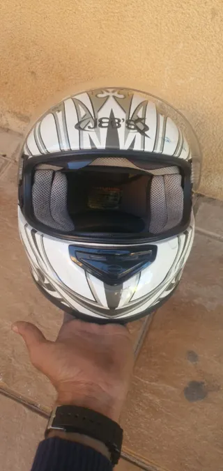 Casco Moto Integral Blanco y Gris