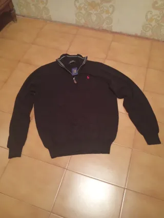 Jersey Polo Ralph Lauren Negro Media Cremallera