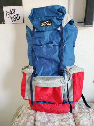 Mochila Serval 1986 Gran Capacidad Azul/Roja