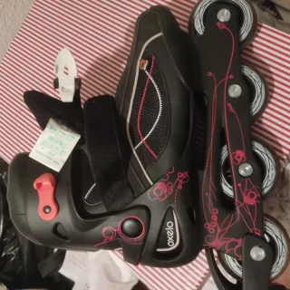 Patines en línea Oxelo negros con detalles rosas