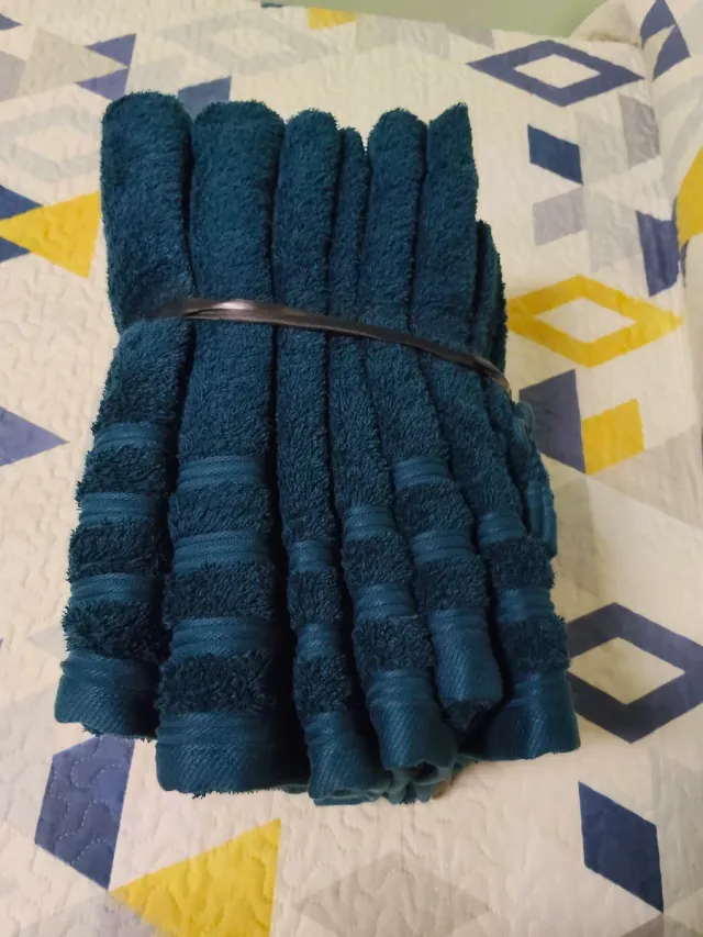 Juego de toallas de algodón color verde azulado